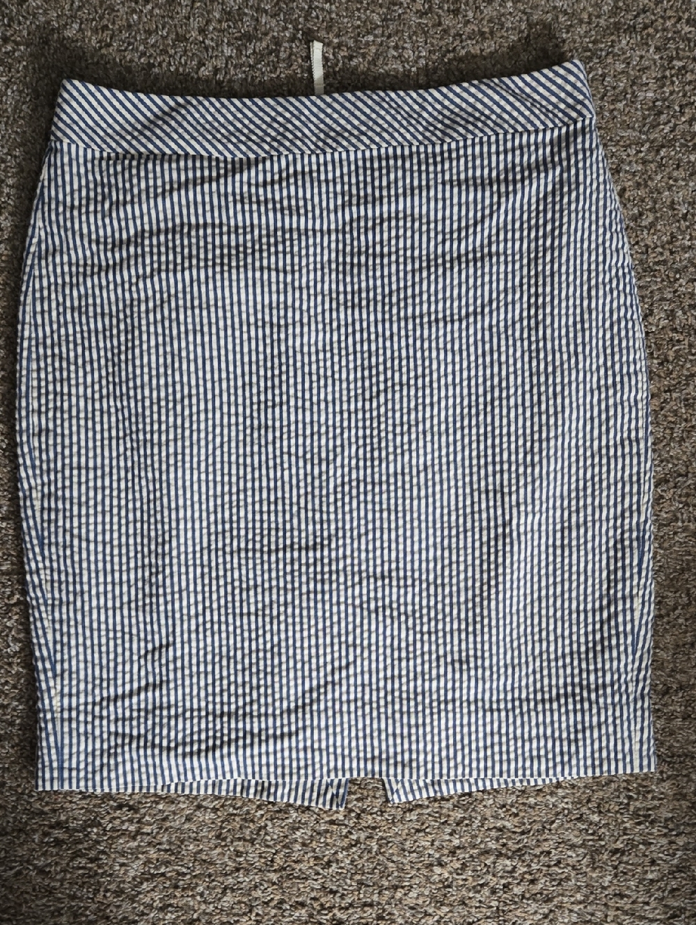 J. Crew Blue and White Striped, Seersucker Women’s Pencil Skirt